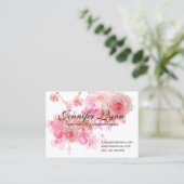 カトリックのロザリーピンクのバラ宗教フローラ 名刺 (スタンド正面)