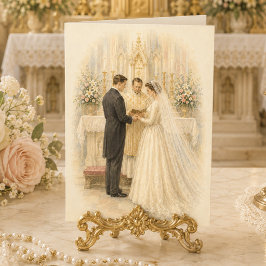 カトリックの伝統的な結婚式おめでとうございます カード