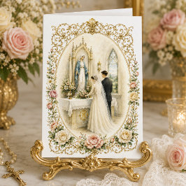 カトリックの伝統的な結婚式おめでとう カード