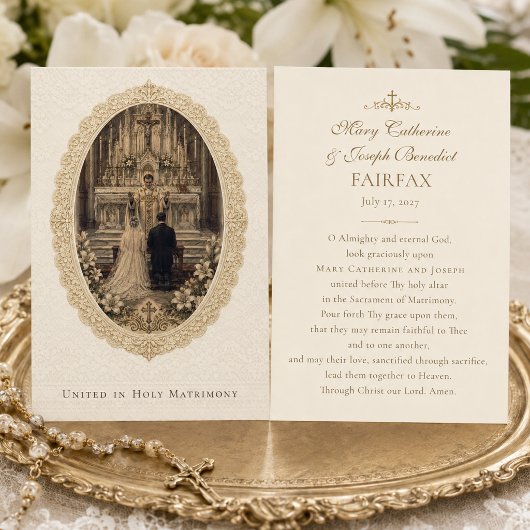 カトリックの伝統的な結婚式の新婚の祝福 カード