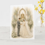 カトリックの伝統的な結婚式の祝福の挨拶 カード (黄色い花)