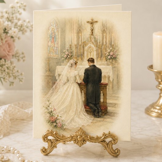 カトリックの伝統的な結婚式の祭壇の祝福 カード