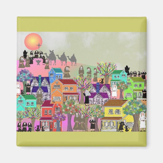 カトリックの修道女とカトリックの修道僧の芸術ギフト マグネット (正面)