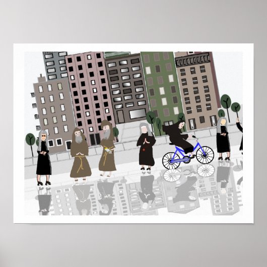 カトリックの修道女と修道士レトロアートポスター ポスター (正面)