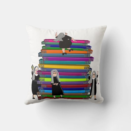 カトリックの修道女のスタックの本の芸術の枕 クッション (裏面)