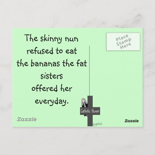 カトリックの修道女のユーモア"太った姉妹" ポストカード (裏面)