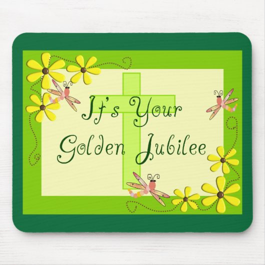 カトリックの修道女ゴールデンジュビリーカード マウスパッド (正面)