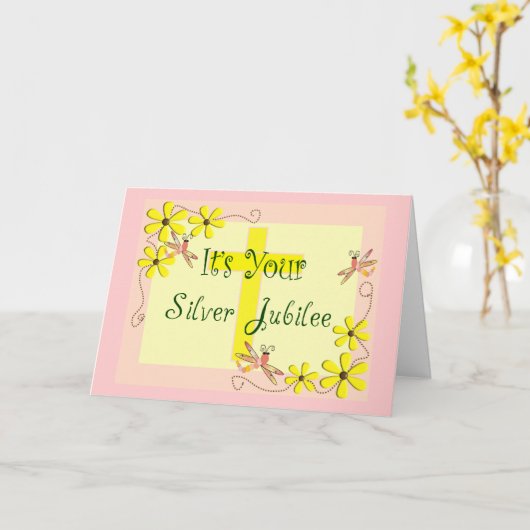 カトリックの修道女シルバージュビリーカード、マグカップ、トートバッグ カード (黄色い花)