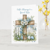 カトリックの修道院イースター恵み白いフェンスをクロス カード (黄色い花)