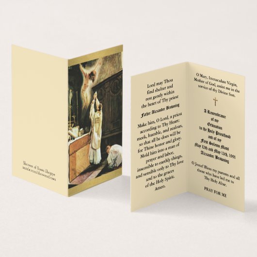 カトリックの司祭の聖職授与式記念日の神聖なカード 名刺 (内部&外部)