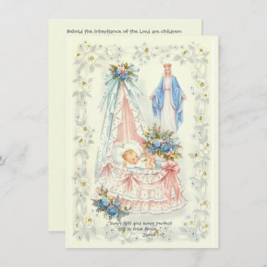 カトリックの妊娠の告知の少年または少女 招待状 (正面/裏面)