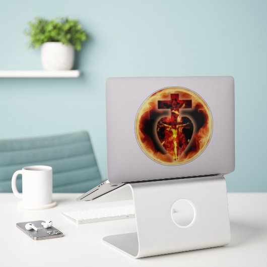 カトリックの宗教イエス十字架聖三位一体 シール (デスク上のノートパソコン)