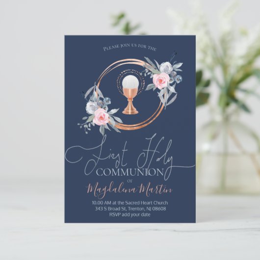 カトリックの少女の最初の聖餐会フローラ会 招待状 (スタンド正面)