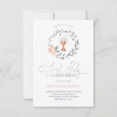 カトリックの少女 初聖体拝領 花の冠 招待状 招待状 (正面)