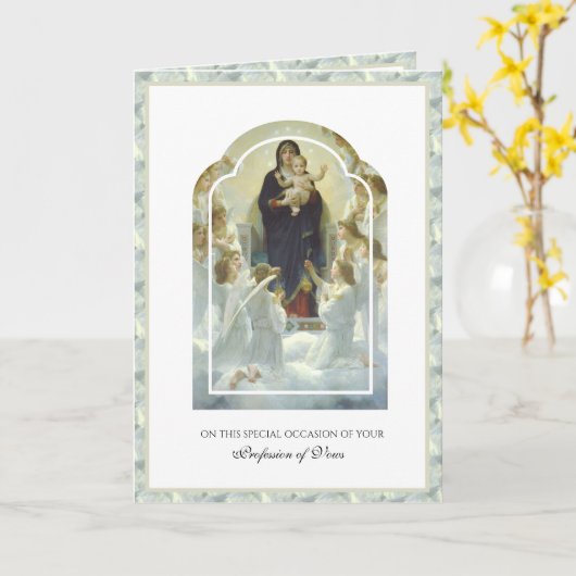 カトリックの尼僧の誓いの宗教上の職業 カード (黄色い花)