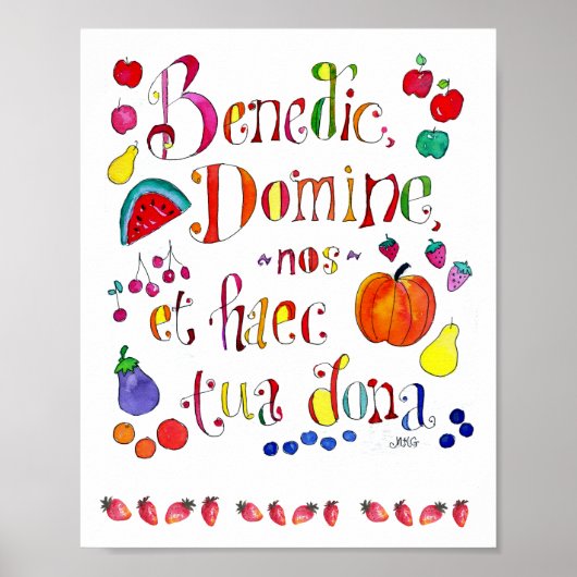 カトリックの恩寵の前に感謝の祈りの言葉 ポスター (正面)