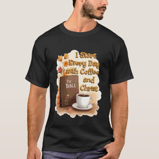 カトリックの朝のコーヒーとイエス・キリスト Tシャツ (正面)
