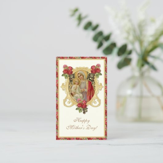 カトリックの母の日の思い出と聖カード 名刺 (スタンド正面)