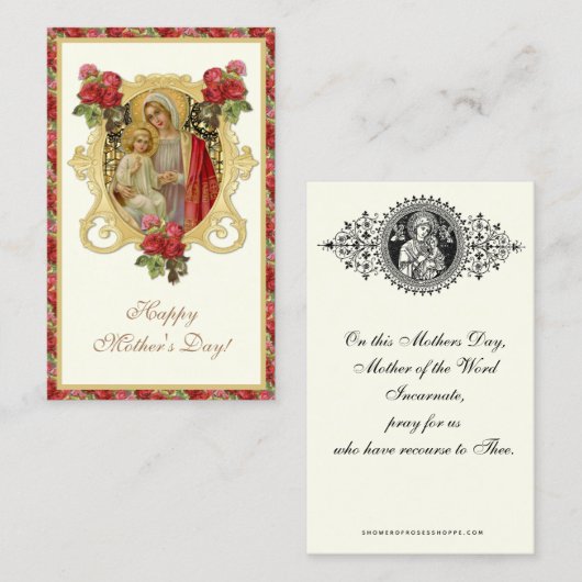 カトリックの母の日の思い出と聖カード 名刺 (正面/裏面)