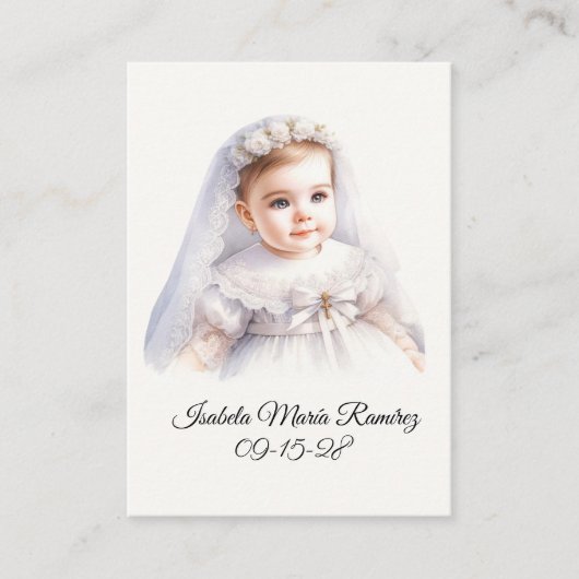 カトリックの洗礼のベビーガールの記憶カード 名刺 (正面)