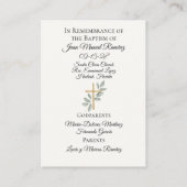 カトリックの洗礼男の赤ちゃん記憶カード 名刺 (裏面)