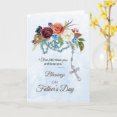 カトリックの父祖の日ブルーロザリオカラフル花 カード (黄色い花)