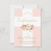 カトリックの白い十字架と花の確認 招待状 (正面)