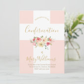 カトリックの白い十字架と花の確認 招待状 (スタンド正面)