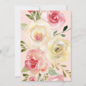 カトリックの白い十字架と花の確認 招待状 (裏面)