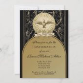 カトリックの確認金ゴールドとブラック 招待状 (正面)