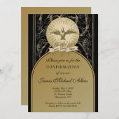 カトリックの確認金ゴールドとブラック 招待状 (正面/裏面)