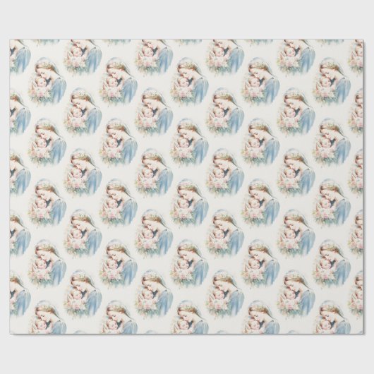 カトリックの祝福を受けた母マリア・イエス・宗教的 ラッピングペーパー (フラット)