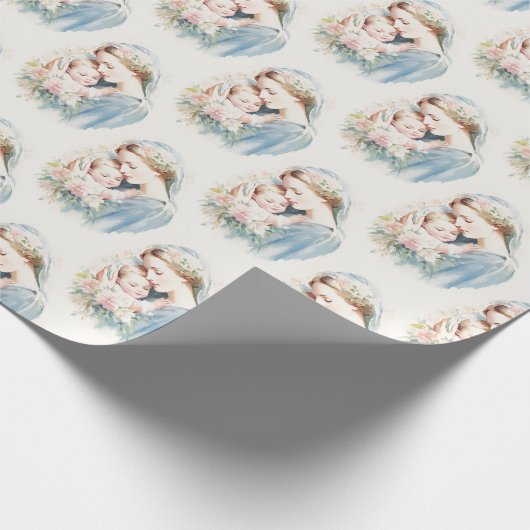 カトリックの祝福を受けた母マリア・イエス・宗教的 ラッピングペーパー (角)