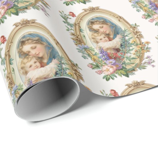カトリックの祝福を受けた母マリア・イエス・宗教的 ラッピングペーパー (ロールコーナー)