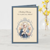 カトリックの神父 フローラル ヴァージン メアリー 宗教的 カード (黄色い花)