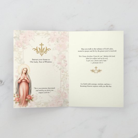 カトリックの私たちの女性の知恵のピンクのフローラ カード (内部)