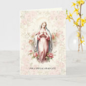 カトリックの私たちの女性の知恵のピンクのフローラ カード (黄色い花)