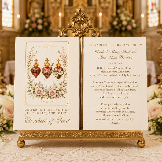 カトリックの結婚式の祈り 三つの心 フローラル