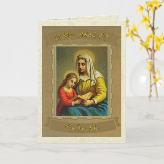 カトリックの聖アン母マリアのノートカード カード (黄色い花)