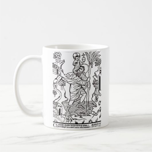 カトリックの聖人クリストファー コーヒーマグカップ (左)