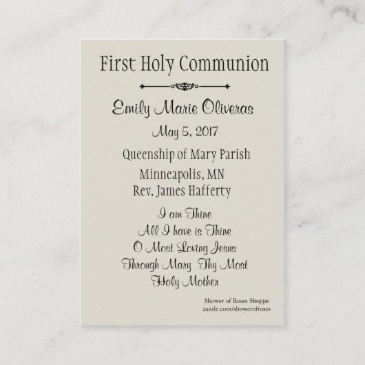 カトリックの聖餐式 名刺 (裏面)