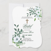 カトリックの花の十字架の結婚前祝賀会の招待状 招待状 (正面)