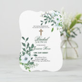 カトリックの花の十字架の結婚前祝賀会の招待状 招待状 (スタンド正面)