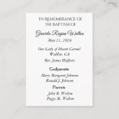 カトリックの赤ちゃん女の子バプティスマの記憶神聖なカード エンクロージャーカード (裏面)