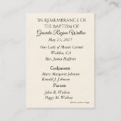 カトリックの赤ちゃん女の子バプティスマの記憶神聖なカード 名刺 (裏面)