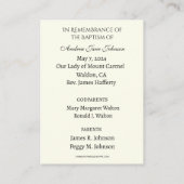 カトリックの赤ちゃん女の子バプテスマの思い出の聖カード エンクロージャーカード (裏面)