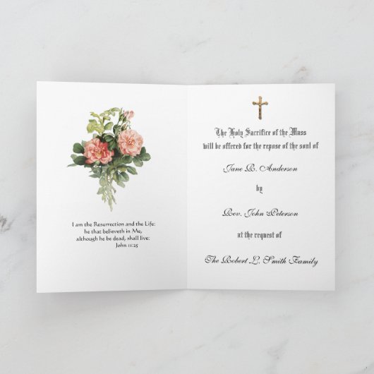 カトリックの集団宗教悔やみや弔慰の大量提供 カード (内部)