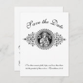 カトリックの黒と白の聖家が日を救う 案内ポストカード (正面/裏面)