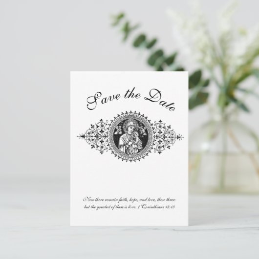 カトリックの黒と白の聖家が日を救う 案内ポストカード (スタンド正面)