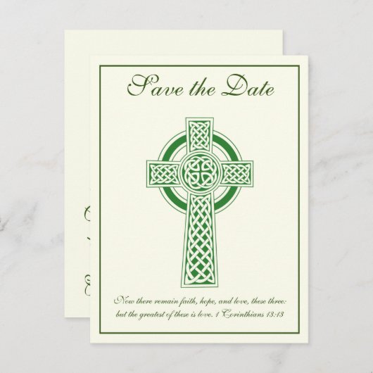 カトリックアイボリーグリーンケルト結婚クロス 案内ポストカード (正面/裏面)
